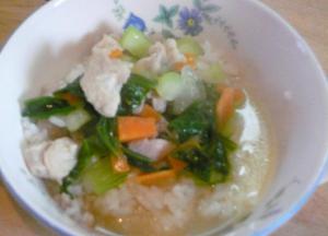 チンゲン菜と鶏肉の中華ライス