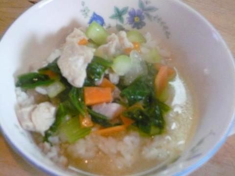 チンゲン菜と鶏肉の中華ライス