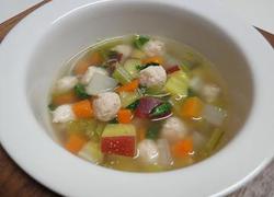 Japanese-style soup with chicken dumplings and root vegetables ♪