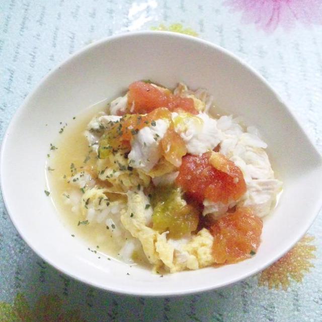 ささみとトマトの卵スープごはん