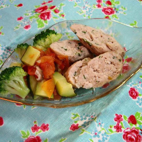 犬ご飯レシピ 手作りチキンソーセージと蒸し野菜添え By犬膳猫膳本舗 わんわんシェフ見習い中
