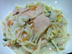 鮭の豆乳クリームパスタ