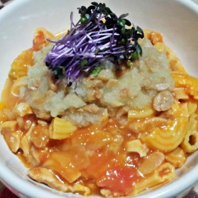 すじ肉のトマトソースパスタ