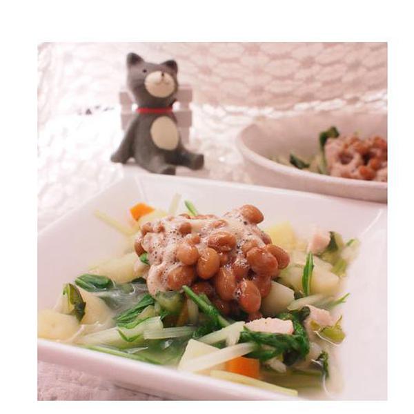 犬ご飯レシピ じゃがいもと水菜のごはん 納豆のせ Byちゅう No 957 わんわんシェフ見習い中