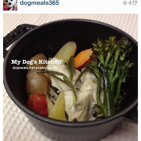 ストウブで作る犬ご飯「鶏と野菜の蒸焼き」