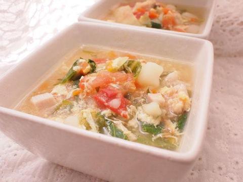 トマトとレタスの卵スープ