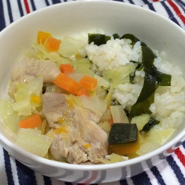 犬ご飯レシピ 鶏肉と野菜のわかめご飯 Byしばた わんわんシェフ見習い中
