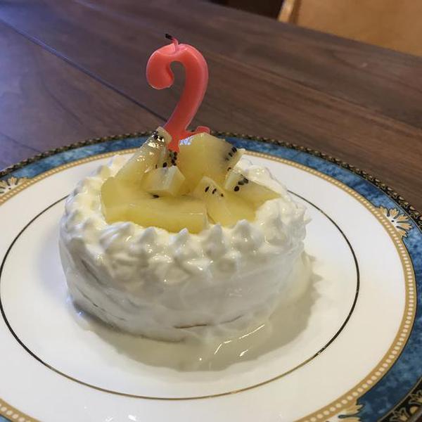 誕生日ケーキ★バナナヨーグルトパンケーキ