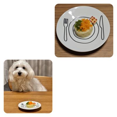 茹で野菜とりんご添え